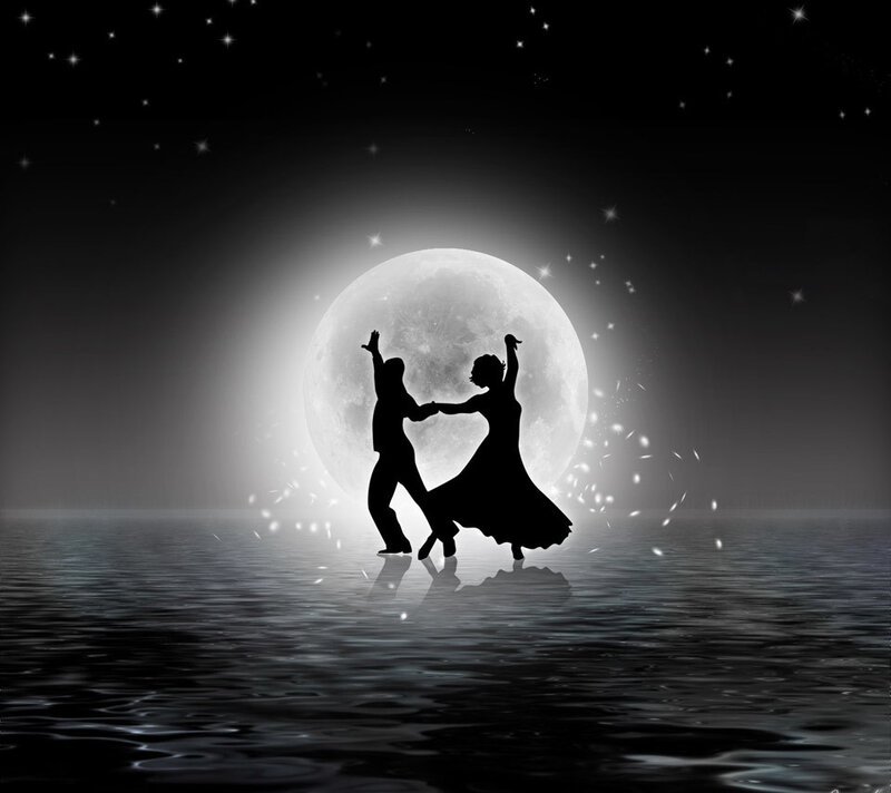 Couple Dancing Silhouette — Black, Romantic
