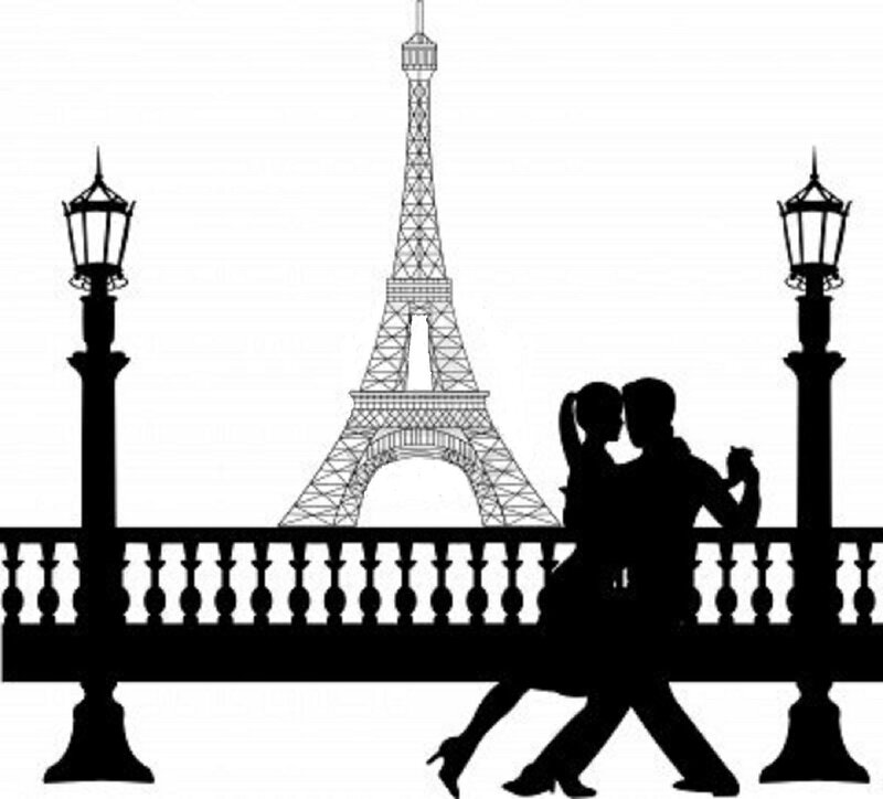 Couple Dancing Silhouette — Black, Romantic, Vector Art