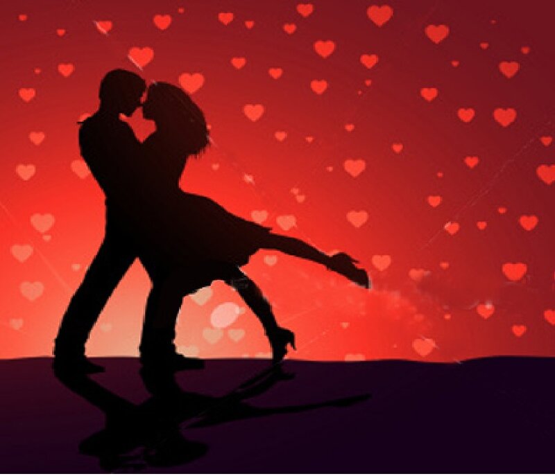 Couple Dancing Silhouette — Red, Romantic