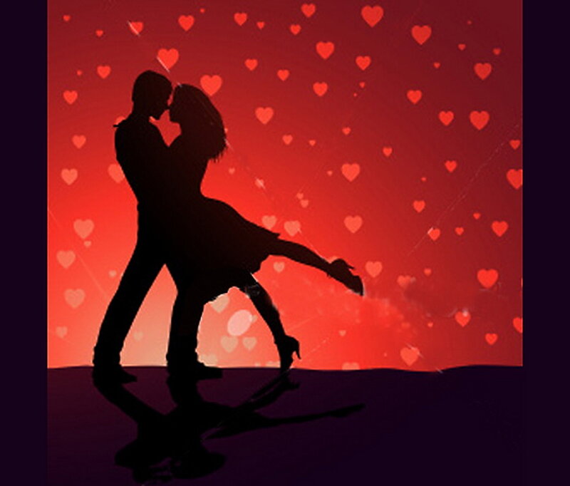 Couple Dancing Silhouette — Red