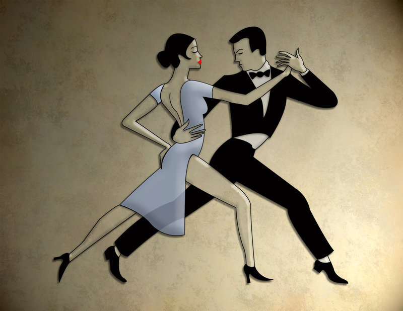 Couple Dancing Tango — Beige