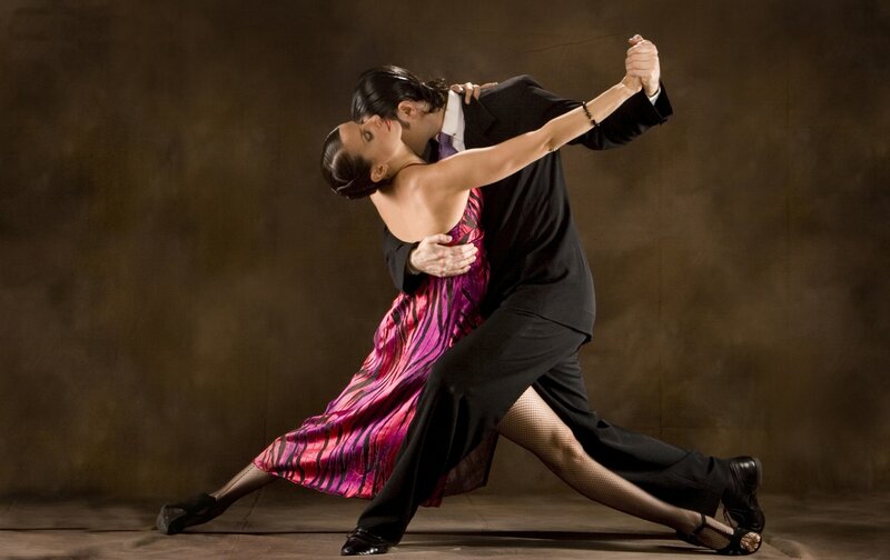 Couple Dancing Tango — Black, Dramatic, Photograph