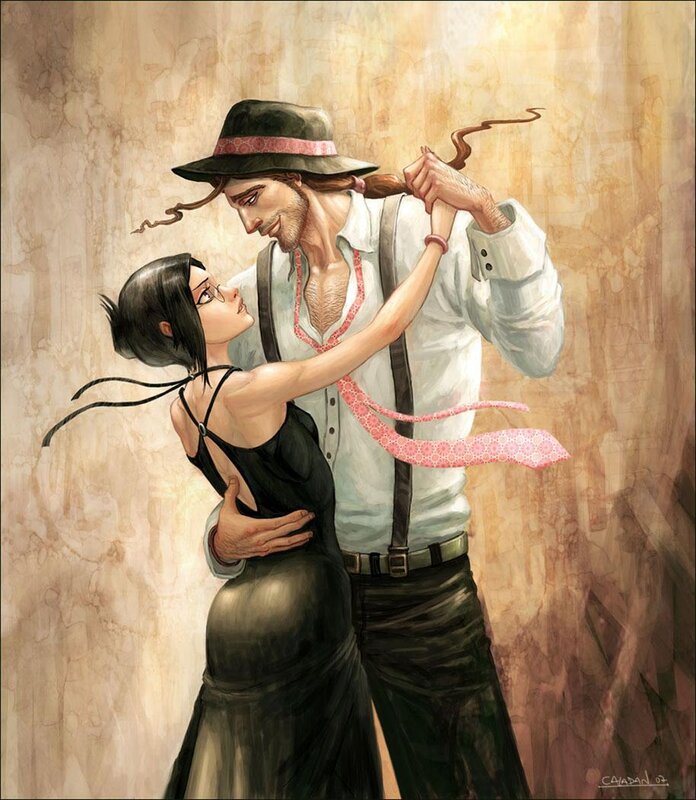 Couple Dancing Tango — Brown, Intimate