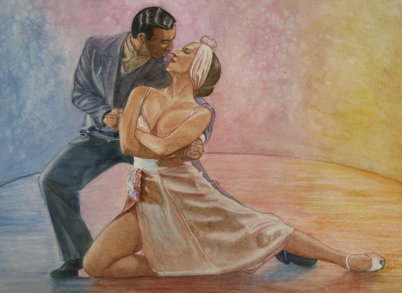 Couple Dancing Tango — Pink