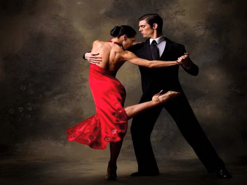 Couple Dancing Tango — Red, Dramatic, Photograph, Man