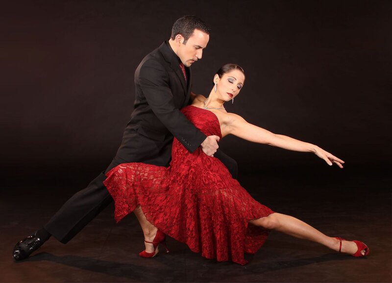 Couple Dancing Tango — Red, Dramatic, Photograph