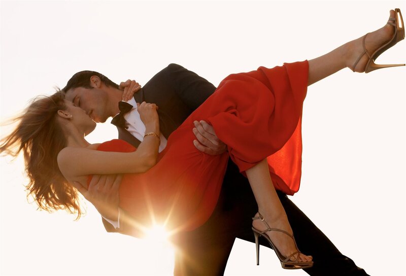 Couple Dancing Tango — Red, Dramatic, Sunset