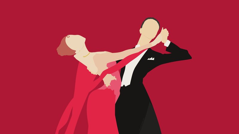 Couple Dancing Tango — Red, Dramatic, Vector Art, Man