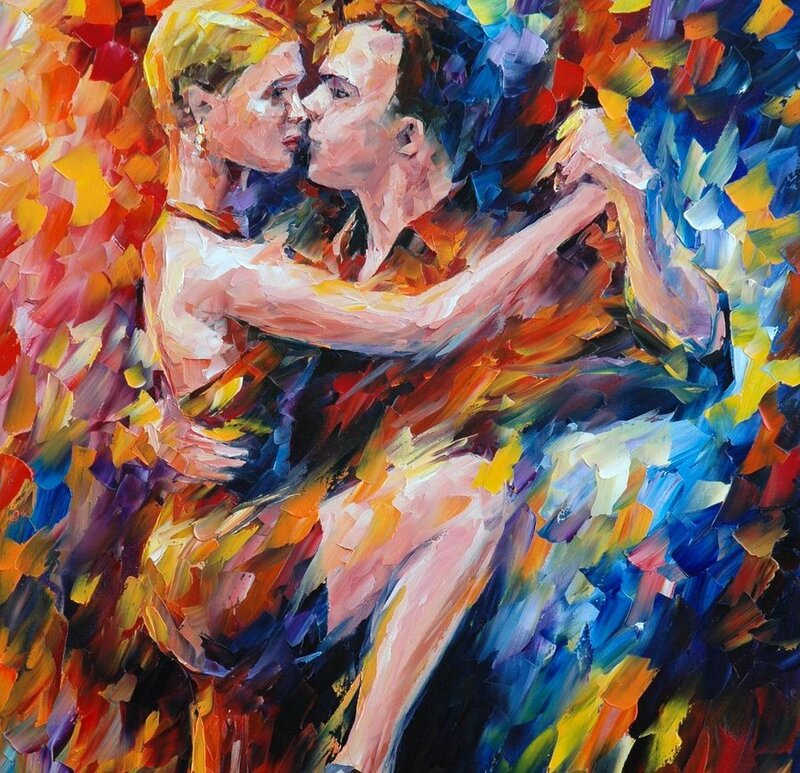 Couple Dancing Tango — Red, Passionate, Painting