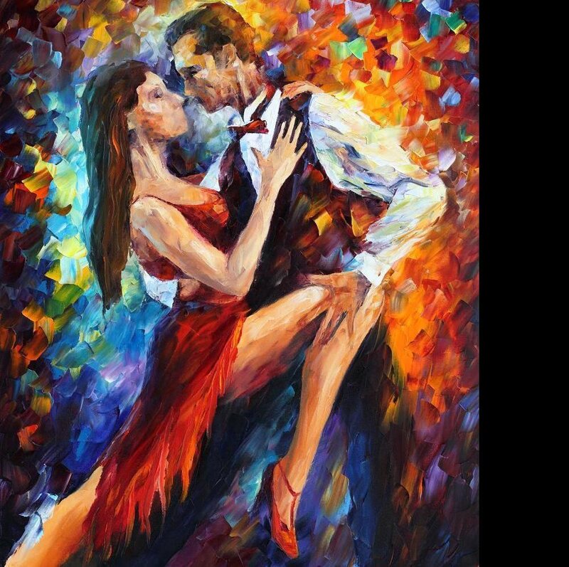 Couple Dancing Tango — Red, Passionate