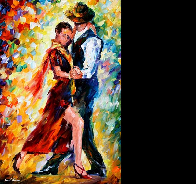 Couple Dancing Tango — Red, Vibrant