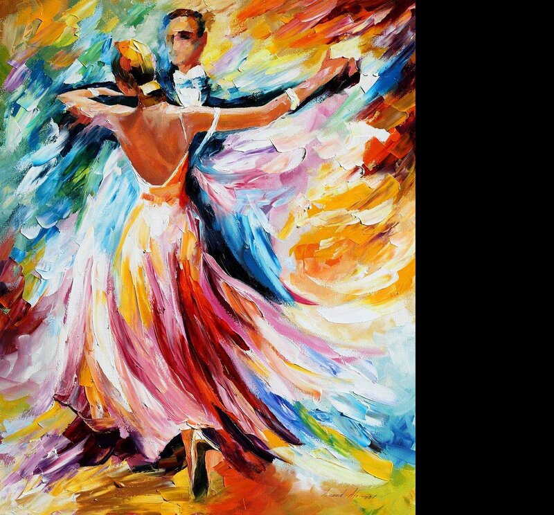 Couple Dancing Tango — Yellow, Dynamic, Painting, Man