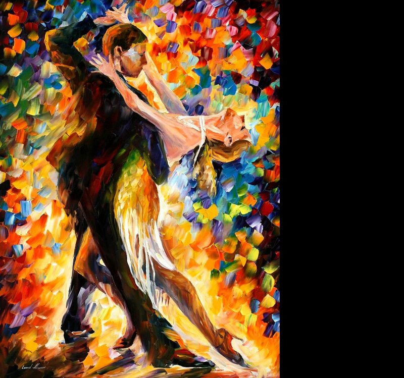 Couple Dancing Tango — Yellow, Dynamic, Painting