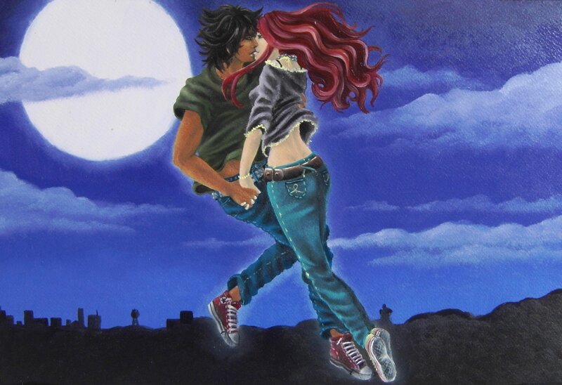 Couple Dancing under Moon — Blue, Romantic, Night