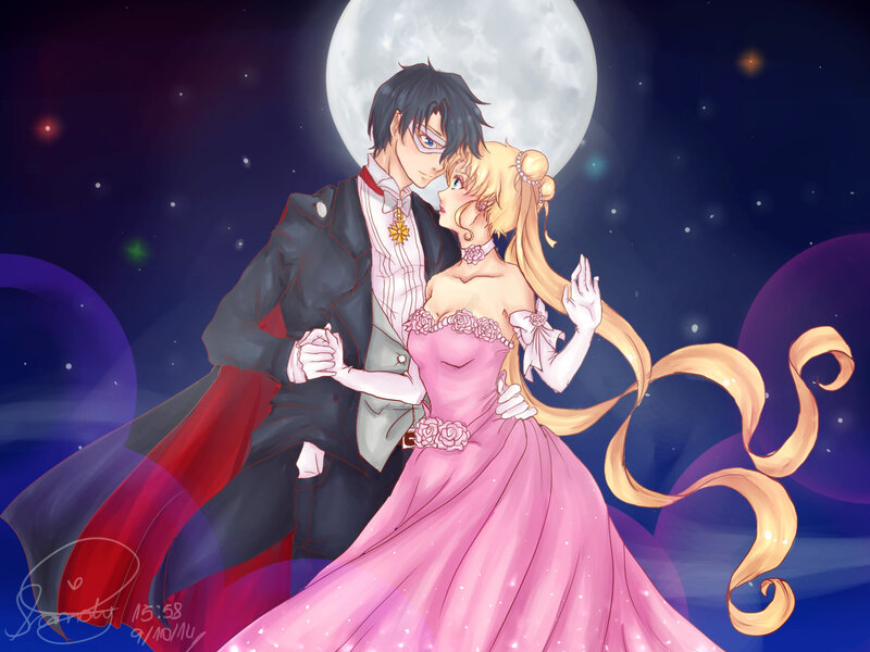 Couple Dancing under Moon — Pink