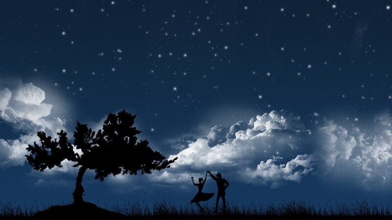 Couple Dancing under Stars — Blue