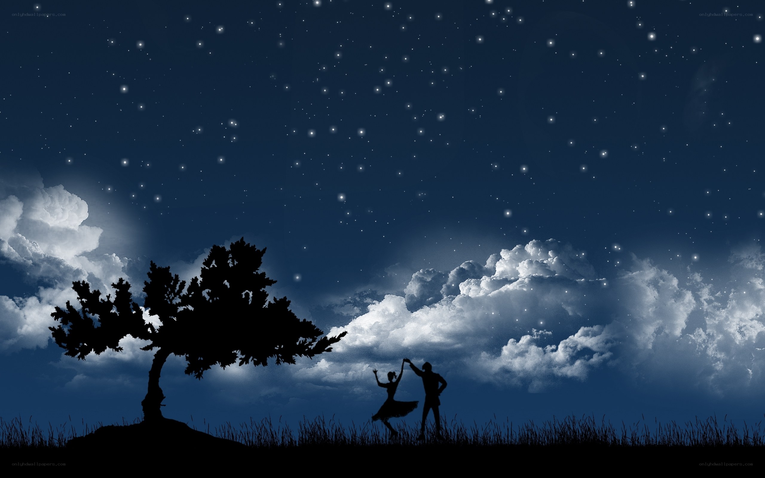 Couple dancing under stars