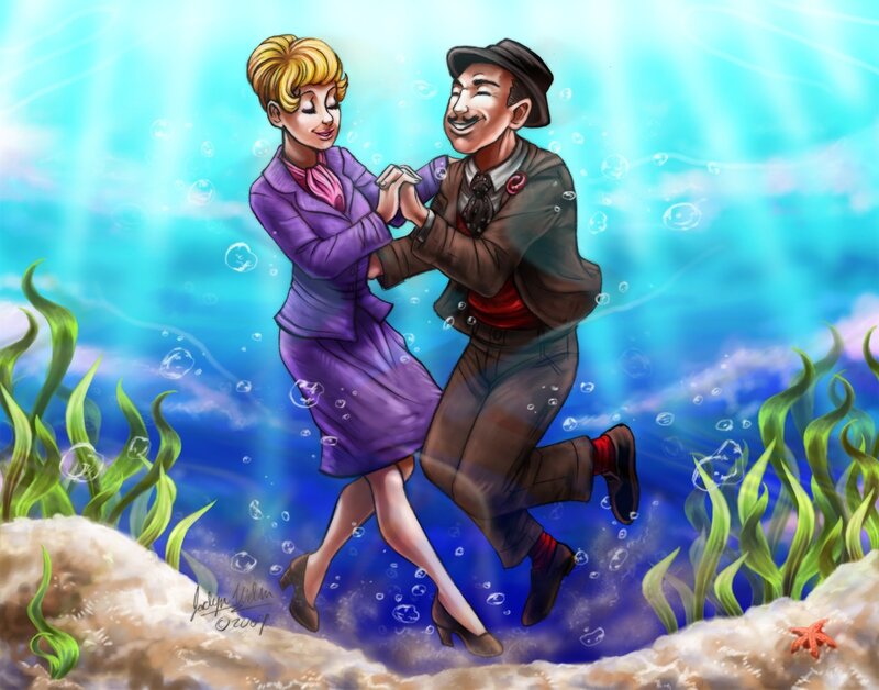 Couple dancing underwater