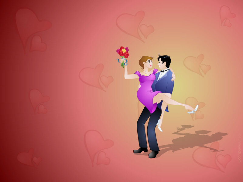 Couple dancing with flowers