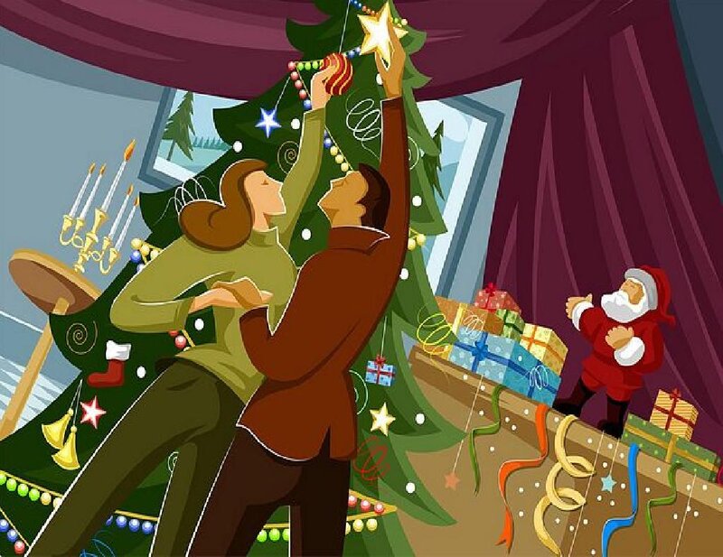 Couple Decorating Tree