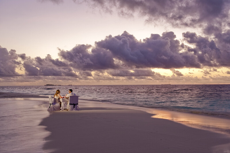 Couple Dining on Beach — Purple