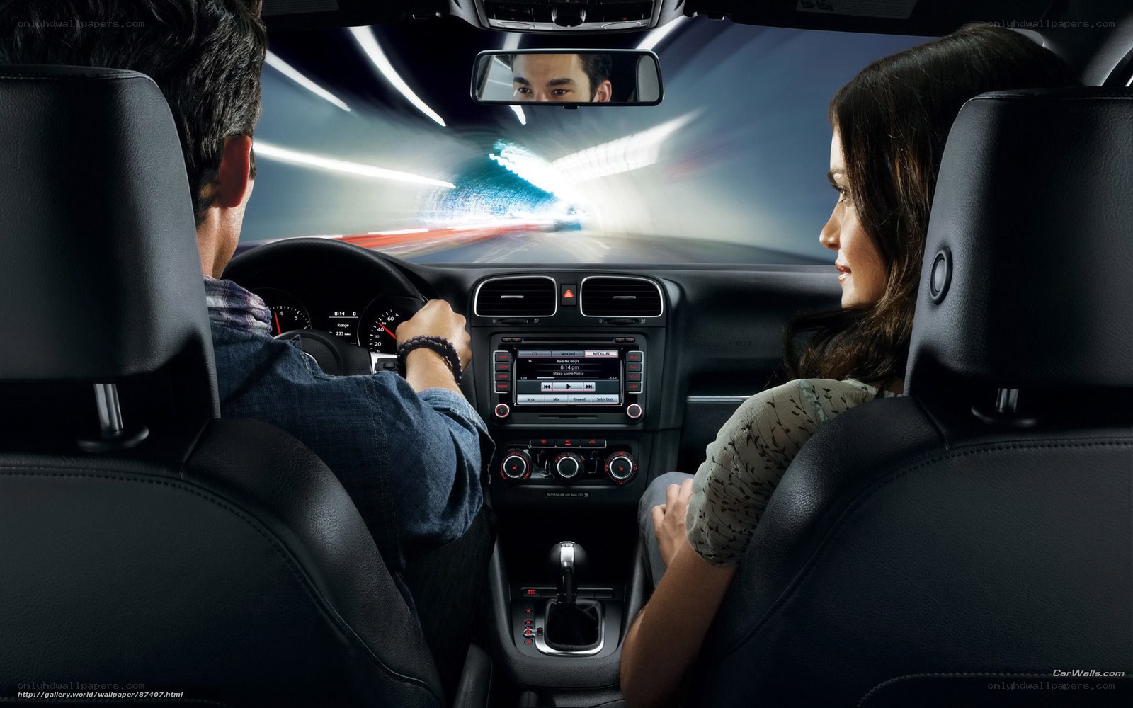 Couple driving in a car