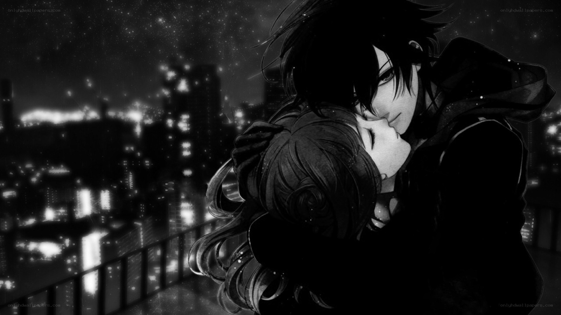 couple embracing at night