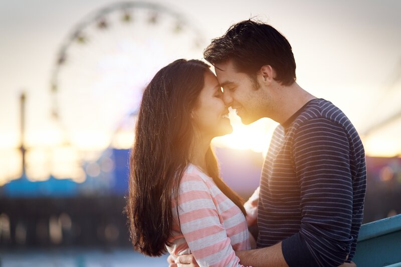 Couple Embracing at Sunset — Pink, Romantic