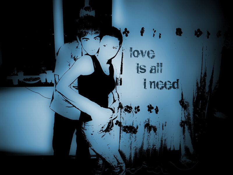 Couple Embracing — Blue