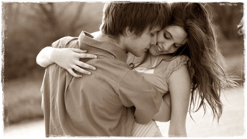 Couple Embracing — Brown, Intimate