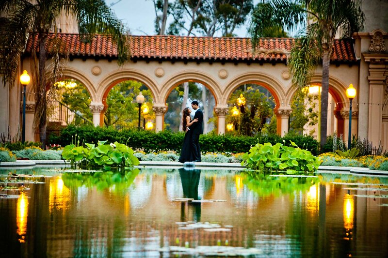 Couple Embracing by Pond