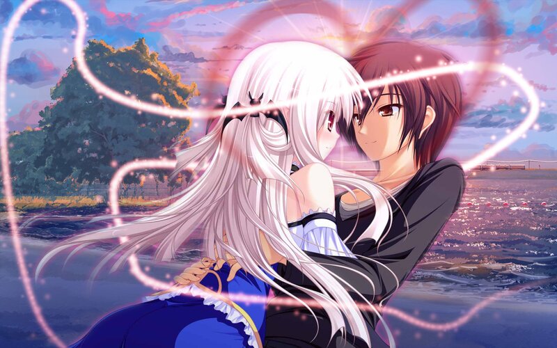Couple Embracing by Water — Purple