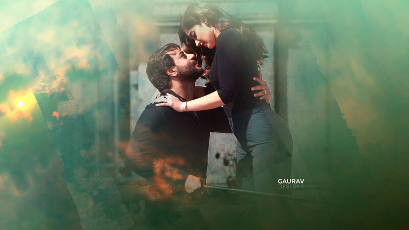 Couple Embracing — Green, Dramatic