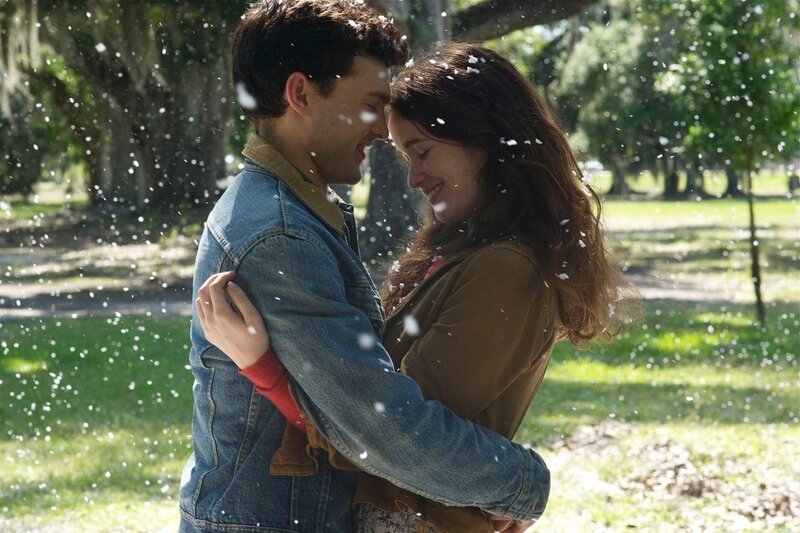 Couple embracing in a park