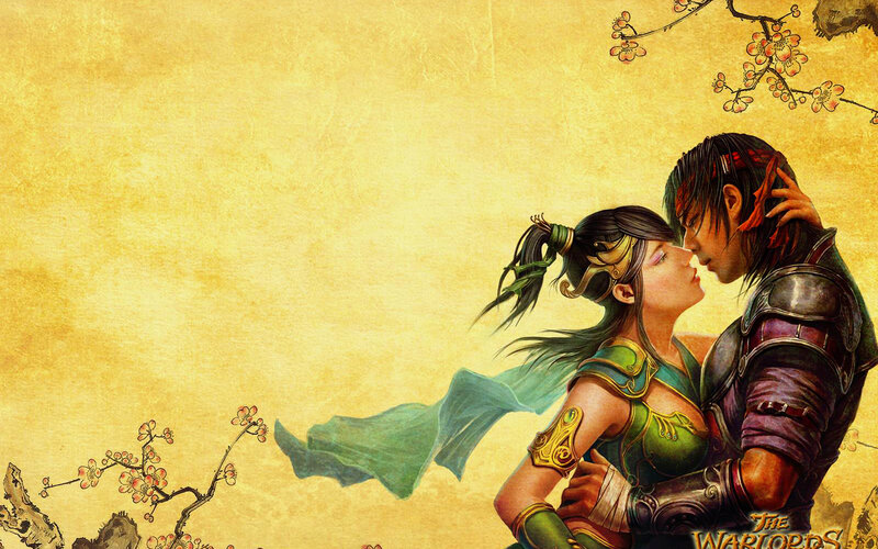 Couple Embracing in Armor — Gold