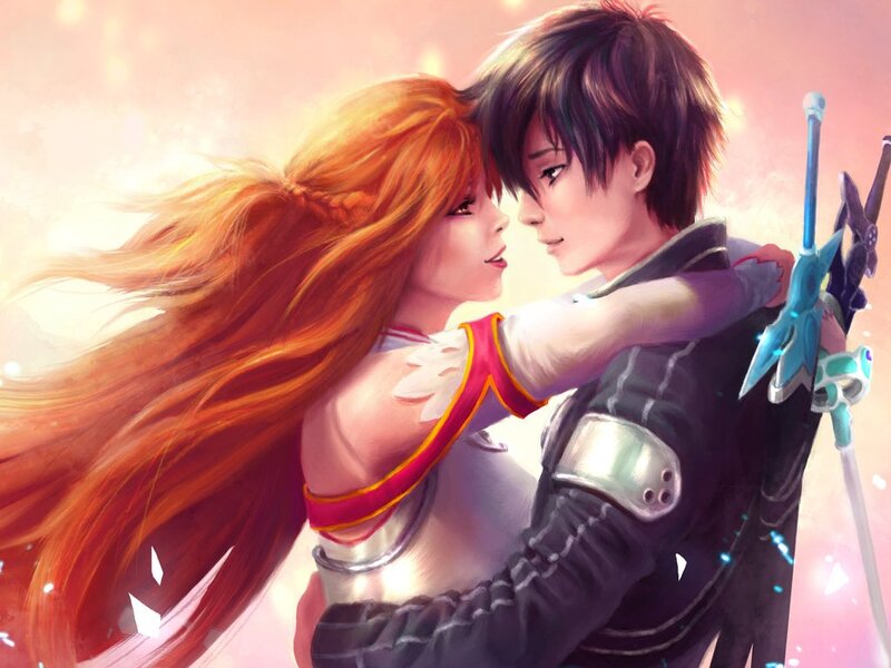 Couple Embracing in Armor — Orange