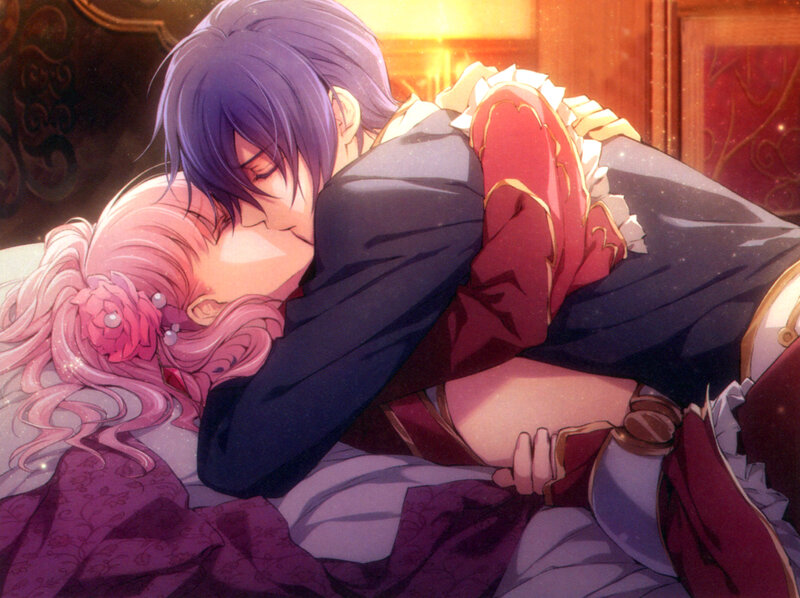 Couple Embracing in Bed — Purple, Intimate