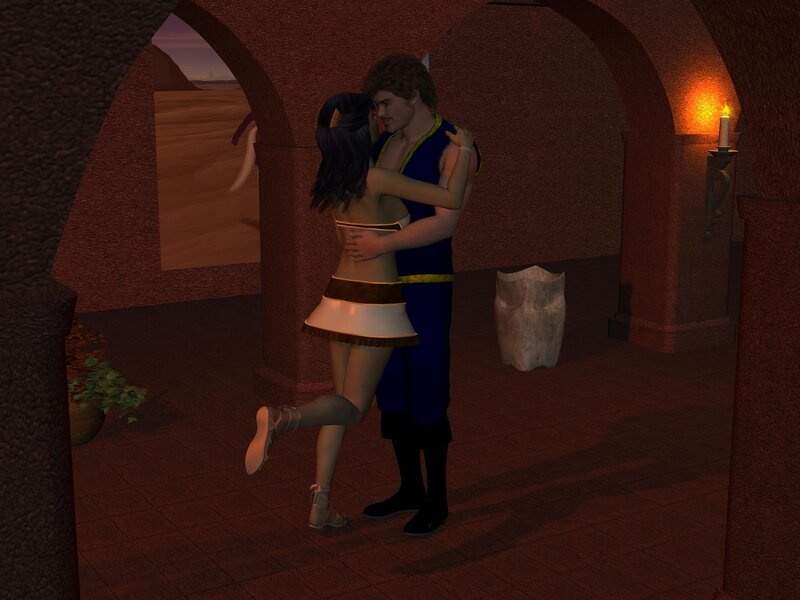 Couple Embracing in Corridor