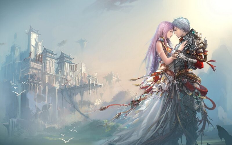 Couple Embracing in Fantasy