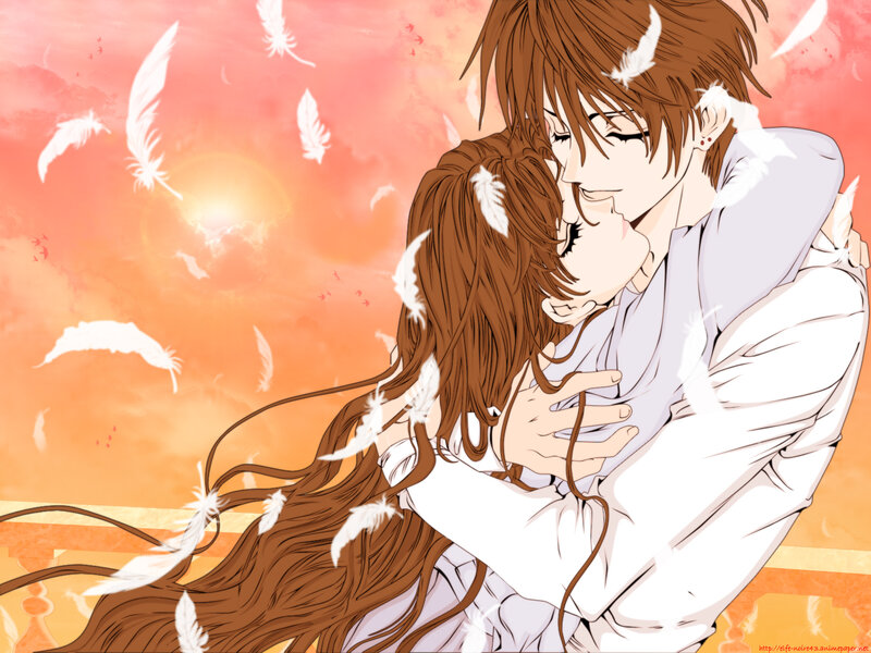 Couple Embracing in Feathers