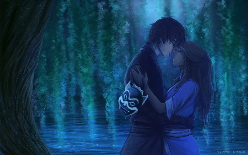 Couple Embracing in Forest — Blue, Serene