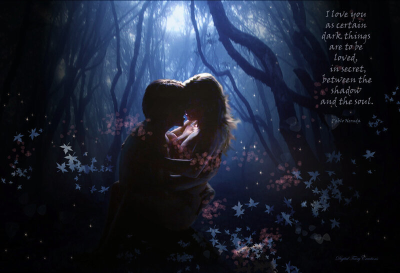 Couple Embracing in Forest — Blue