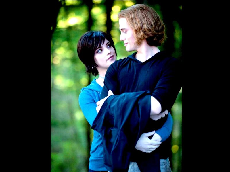 Couple Embracing in Forest — Green, Romantic