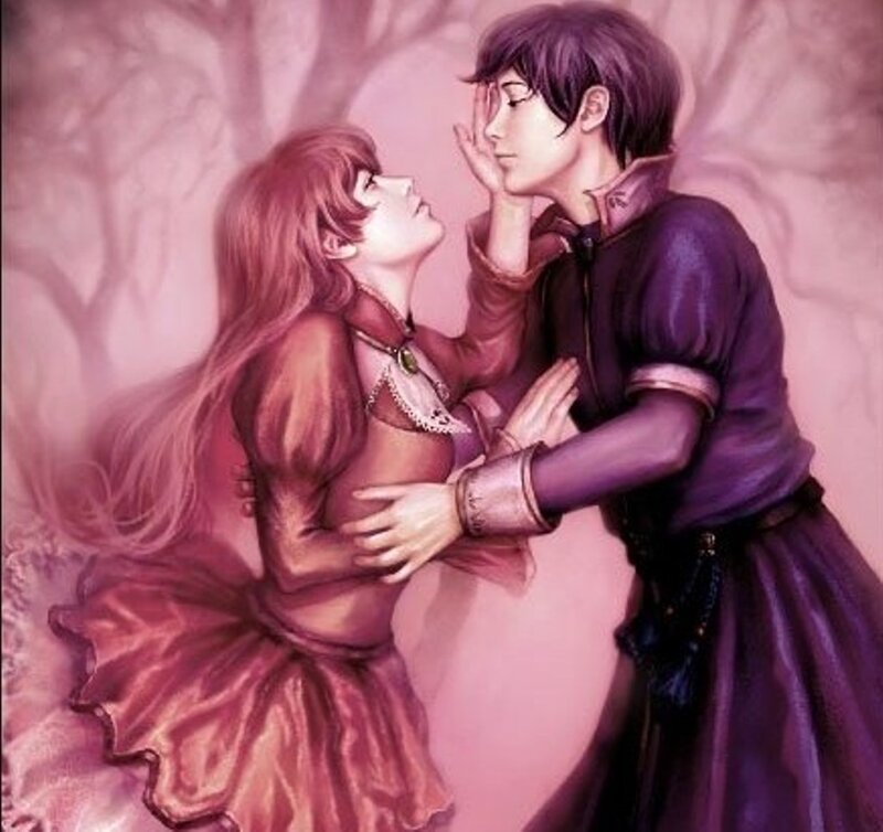 Couple Embracing in Forest — Purple