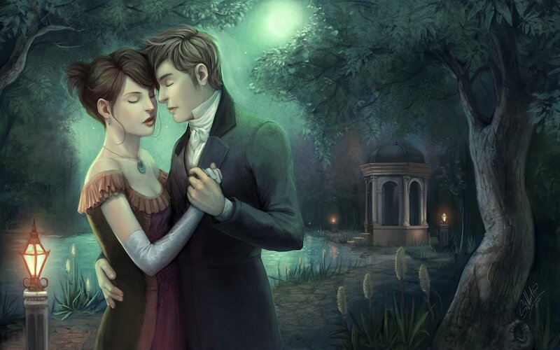 Couple Embracing in Garden — Green, Serene
