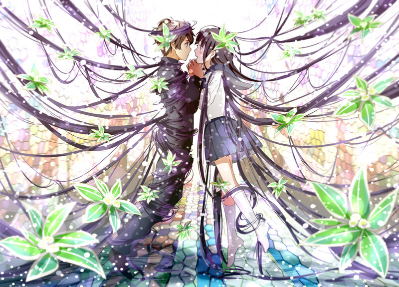 Couple Embracing in Garden — Purple, Romantic