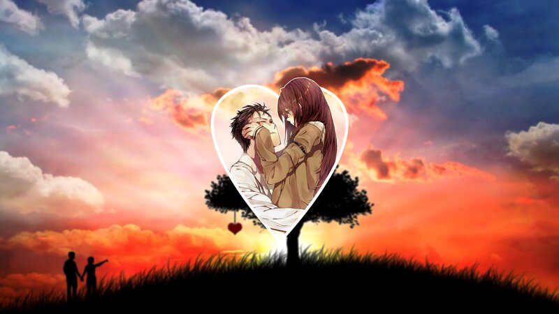 Couple Embracing in Heart — Orange
