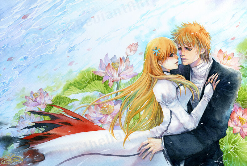 Couple Embracing in Pond