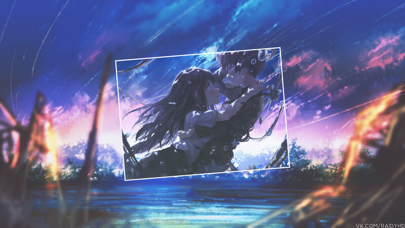 Couple Embracing in Rain — Blue, Dramatic