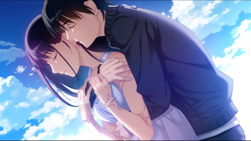 Couple Embracing in Sky — Blue, Romantic, Afternoon